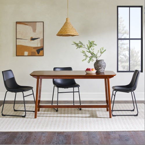 Mid-Century Modern Dining Table With Trestle Base, Walnut Veneer
