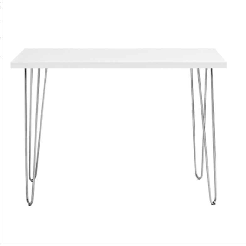 Mid-Century Modern Hairpin-Leg Computer Desk White