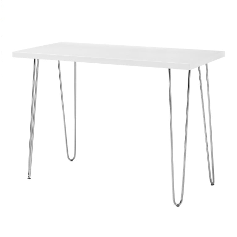 Mid-Century Modern Hairpin-Leg Computer Desk White