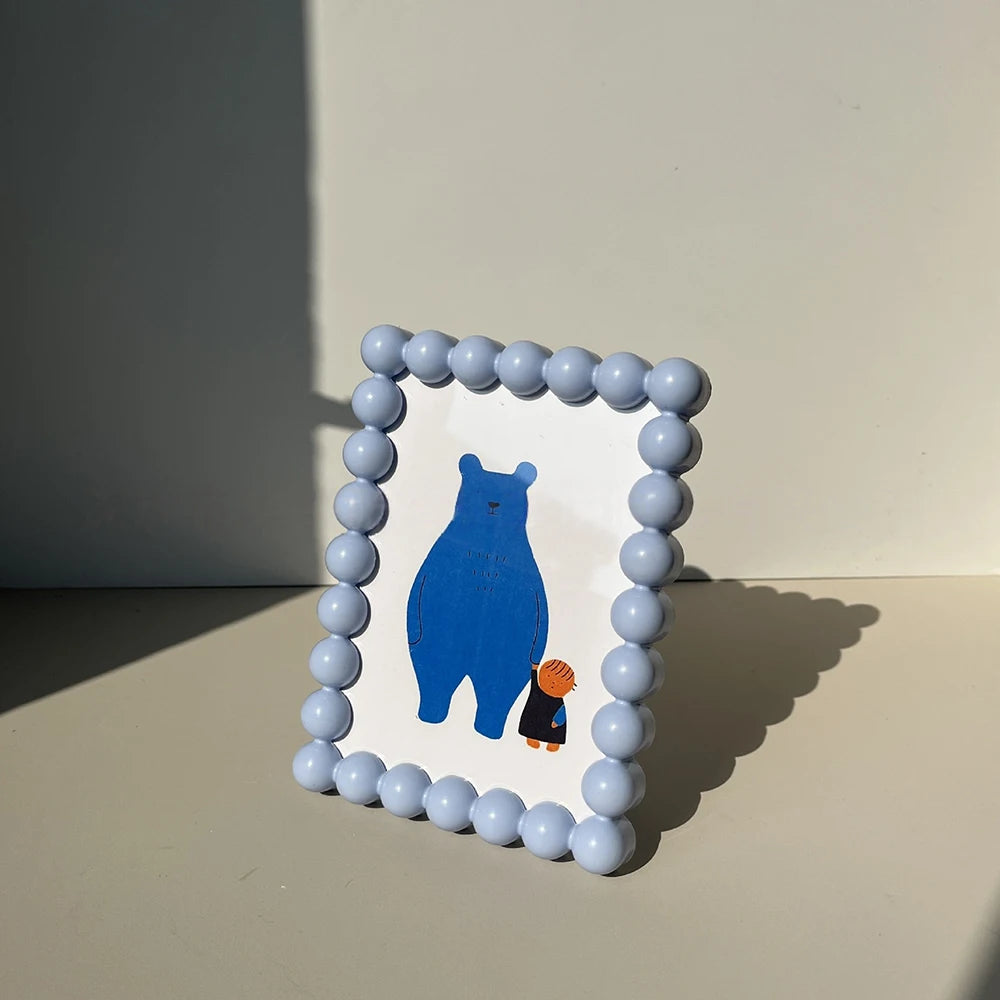 Plastic Cute Beaded Edge Photo Frame Adorable Desktop Display Photo