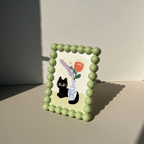 Plastic Cute Beaded Edge Photo Frame Adorable Desktop Display Photo