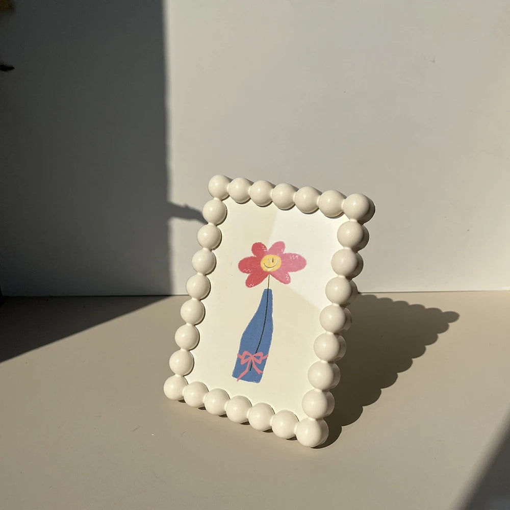 Plastic Cute Beaded Edge Photo Frame Adorable Desktop Display Photo