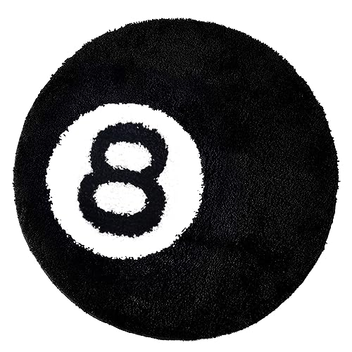 8 Ball Rug 40 in Magic Round Rug for 8 Ball Decor Hypebeast Rug Billiards Pool 8 Ball Carpet for Living Room Black Circle Rugs for Bedroom Y2K Rug Soft Stussy Rug for Party Decoration