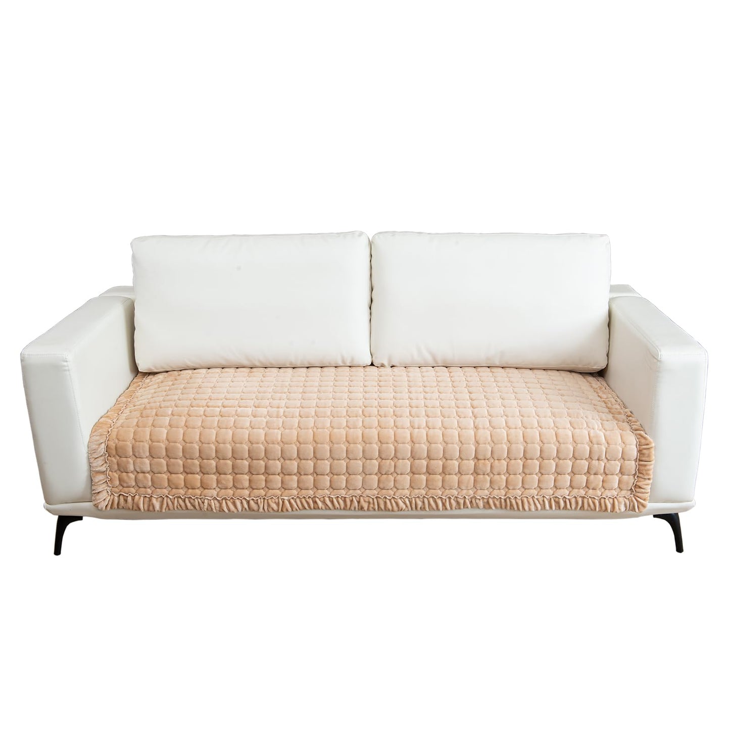 TAOMOCASTL Couch Cover Sectional Couch Covers Non Slip Sofa Covers Washable for 3 Cushion Couch L Shaped Couch Protector Sofa Slipcovers for Kids Dogs PetsVelvetBeige36x51(Only 1 Piece)